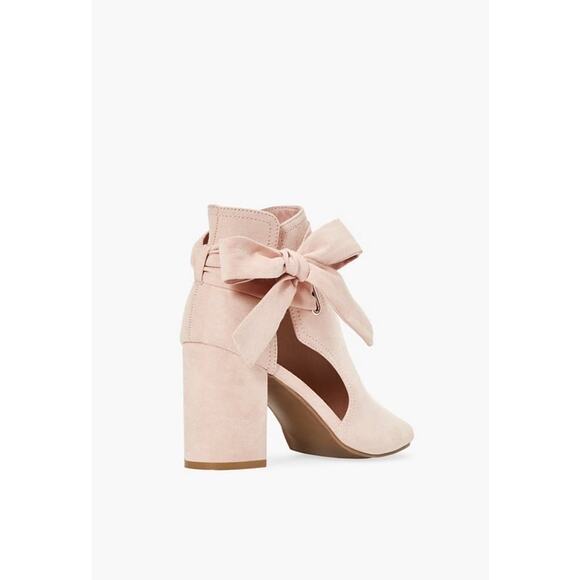 JustFab Womens Shoes Size 6.5 Karine Blush Pink Peep Toe Bootie Ties NEW Bows - Picture 3 of 12